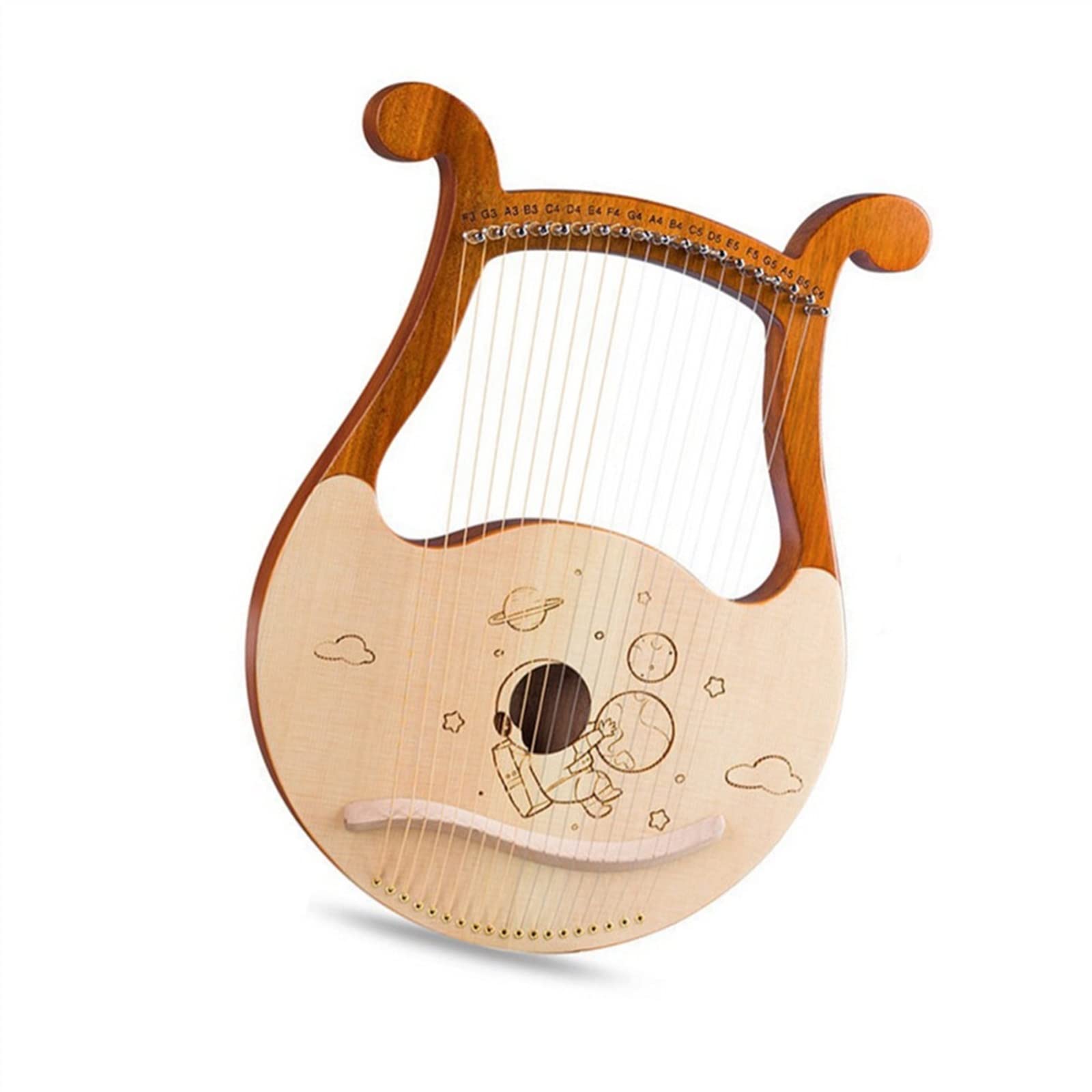Arpa de Lira de 19 cuerdas, instrumento musical de arpa de caoba con cuerdas de repuesto, llave para afinar para principiantes, Lira, arpa para principiantes