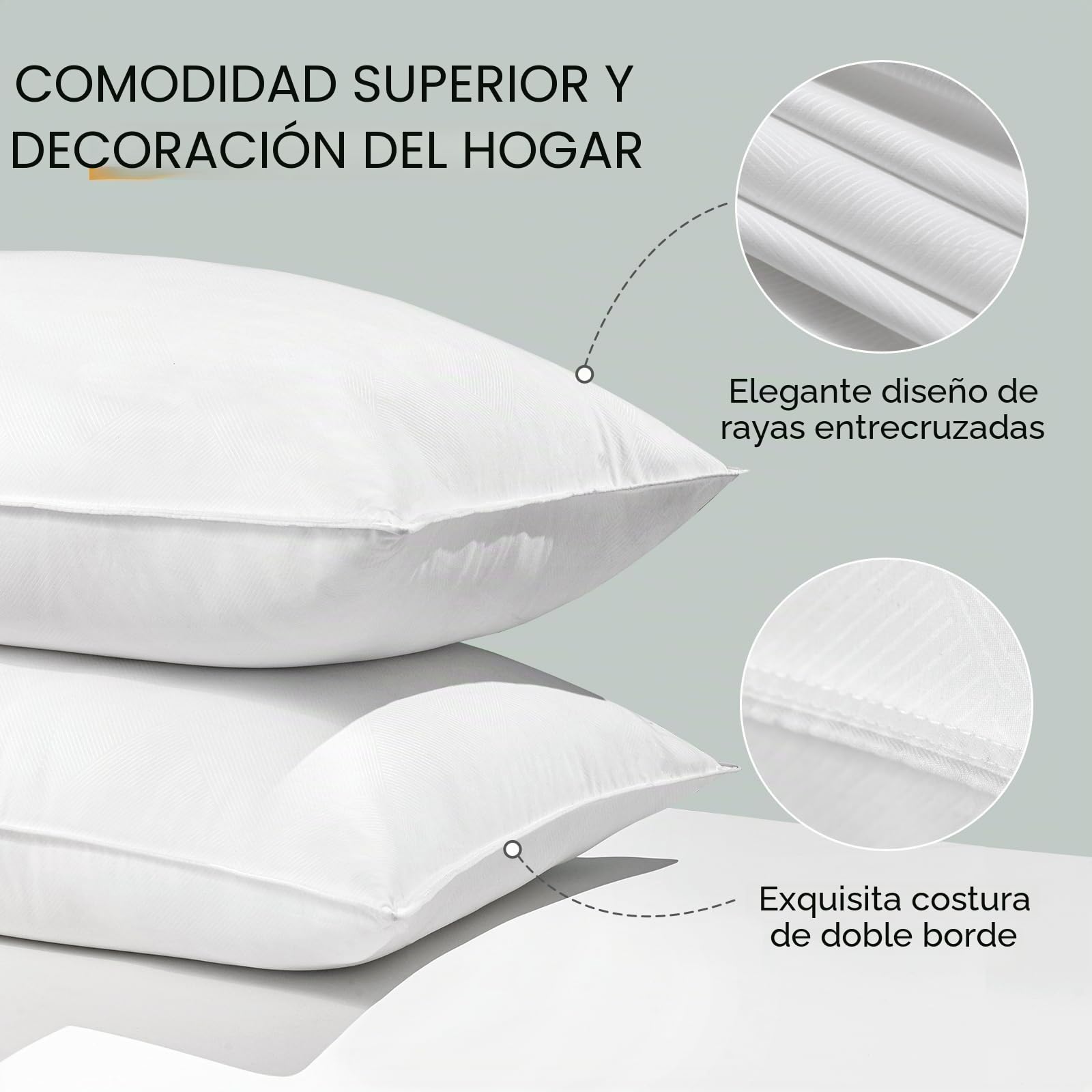 HARBOREST Juego de 2 Almohadas de Cama de tamaño estándar, colección de Hotel de Lujo, Almohadas alternativas para Dormir, 20 x 26 Pulgadas
