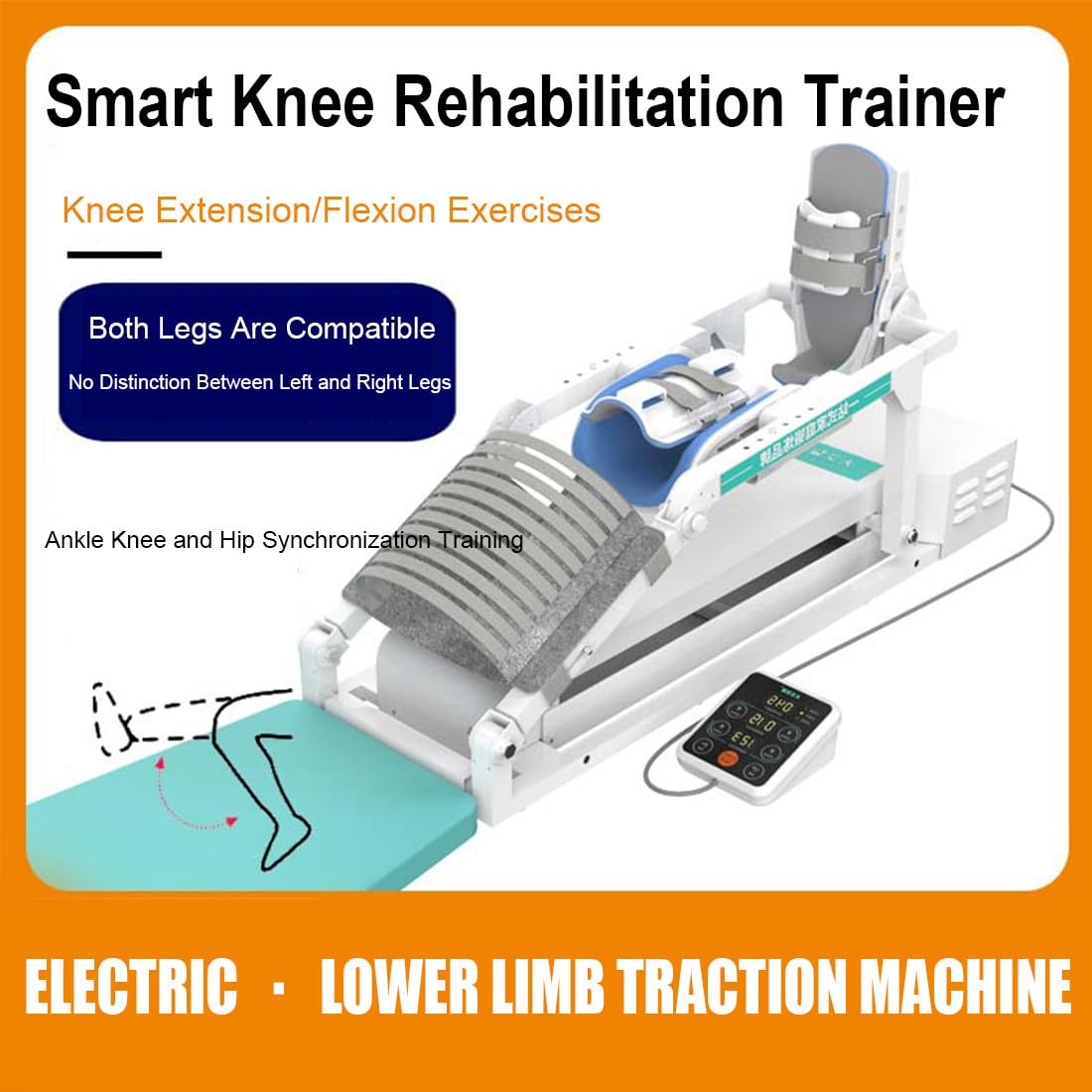 Trainer Riabilitazione Ginocchio, Dispositivo CPM per Sollievo Rigidità Ginocchio E Recupero Post-Operatorio, Attrezzo per L'estensione Gambe 0 a 140° con Supporto per Caviglia/Anca