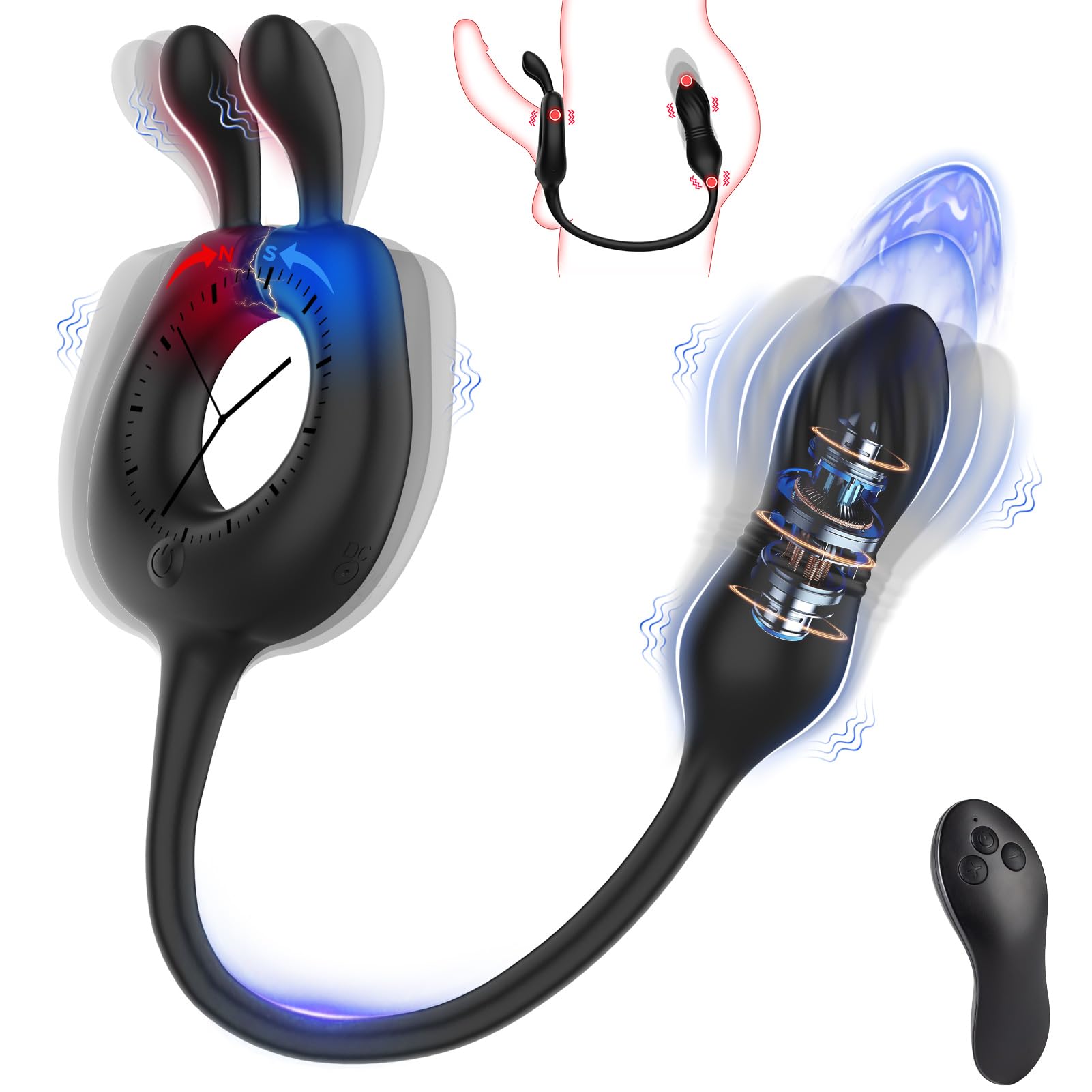Thrusting Anal Toys Prostate Massager lvhua 4 in 1 Male Sex Toy for Men Couples 10 Vibrations x