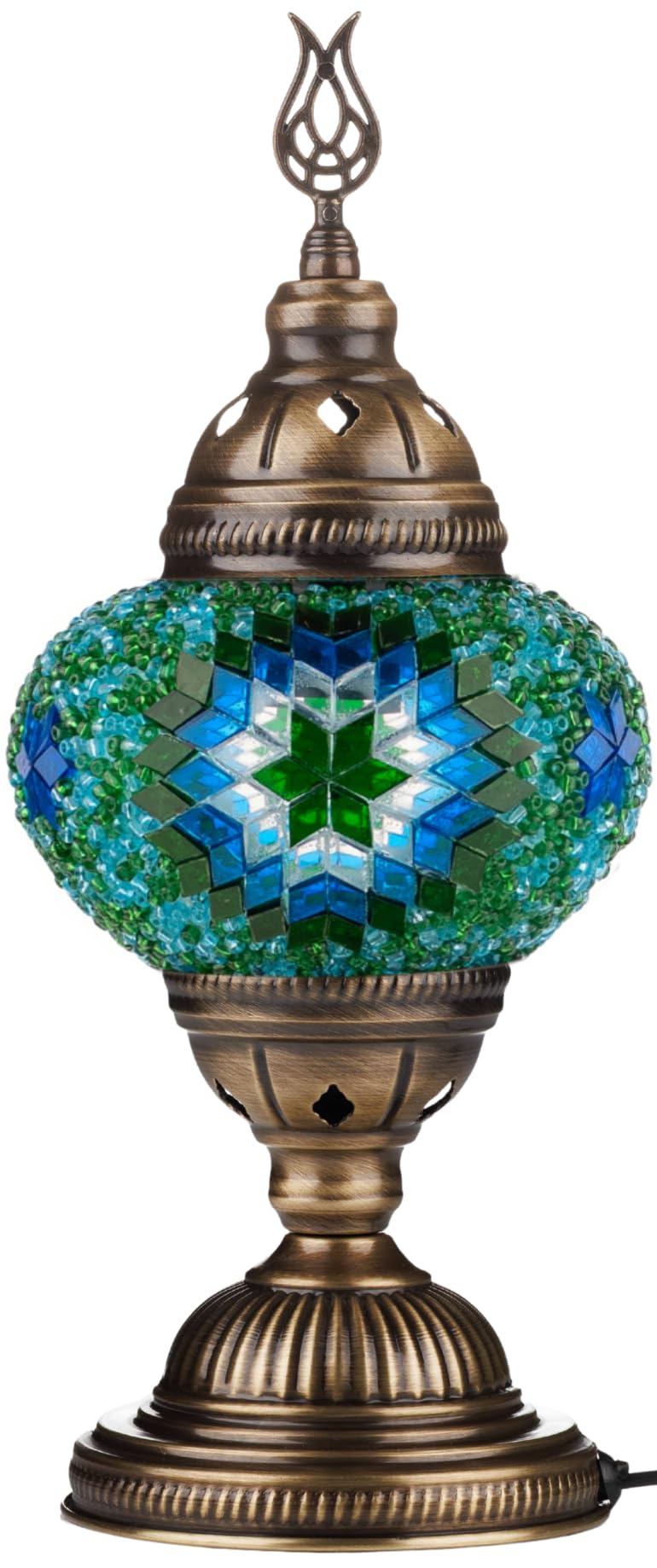 DEMMEX Kit fai da te con lampada a mosaico turco, set regalo completo per adulti e ragazzi, decorazione per la casa facile e divertente, lampada da tavolo (classica, turchese)
