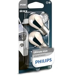 Luz Intermitente Carro Philips 12496SVB2 SilverVision Bombilla PY21W para Luces Traseras, 2 unidades, 12 V, 21 W