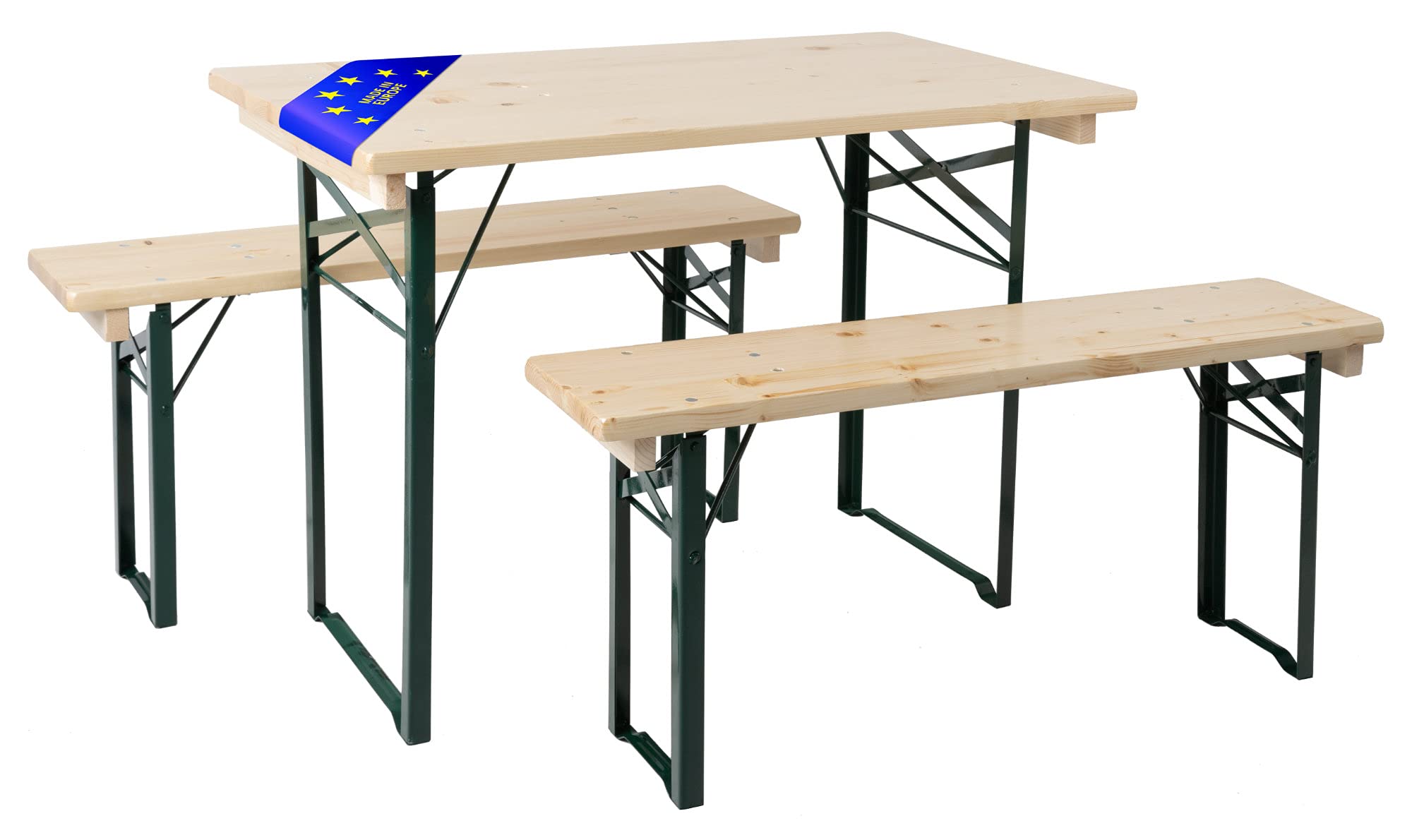 Stagecaptain BBEU-110NT zestaw do namiotu piwnego na balkon – wersja krótka o długości 110 cm – składany zestaw do namiotu biesiadnego, 2 x stół 4 x ławka – zestaw mebli do siedzenia z drewna – do
