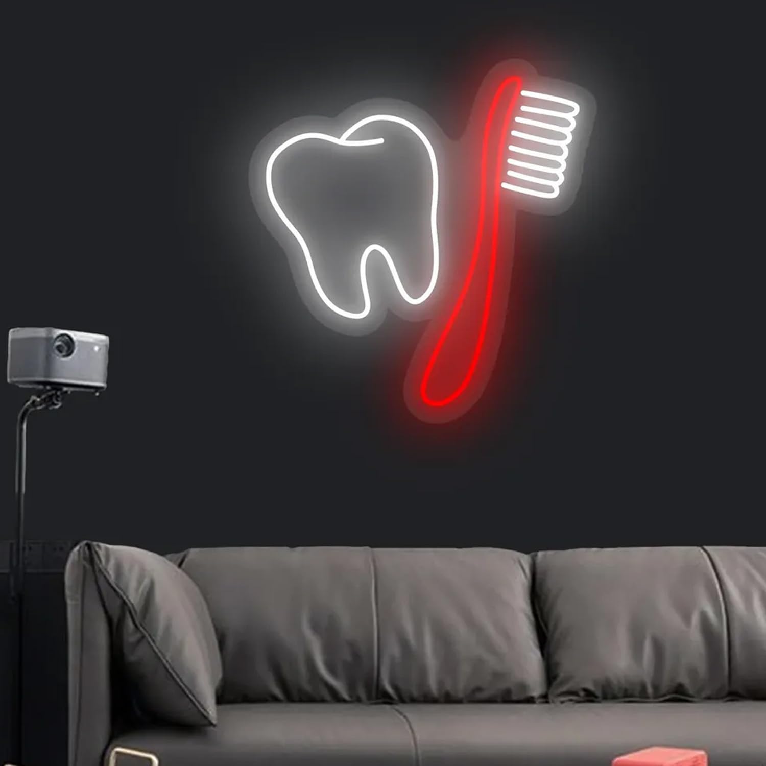 Neon Gift For Dentist, Neon Sign Toothbrush And Teeth, Neon Light Teeth, Dental Office Wall Decor