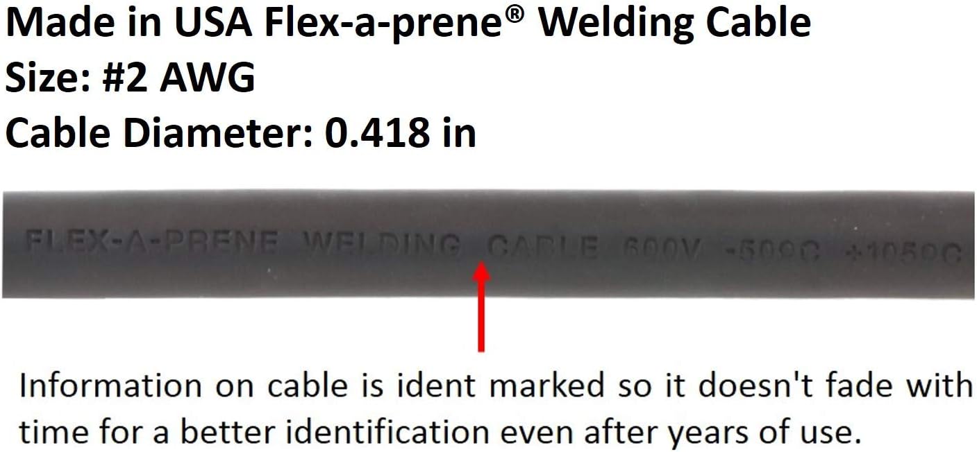 200 Amp Welding Ground Clamp Lead Assembly - UP10 Tapered Connector (Old Welders) - #2 AWG cable (25 FEET) - - 