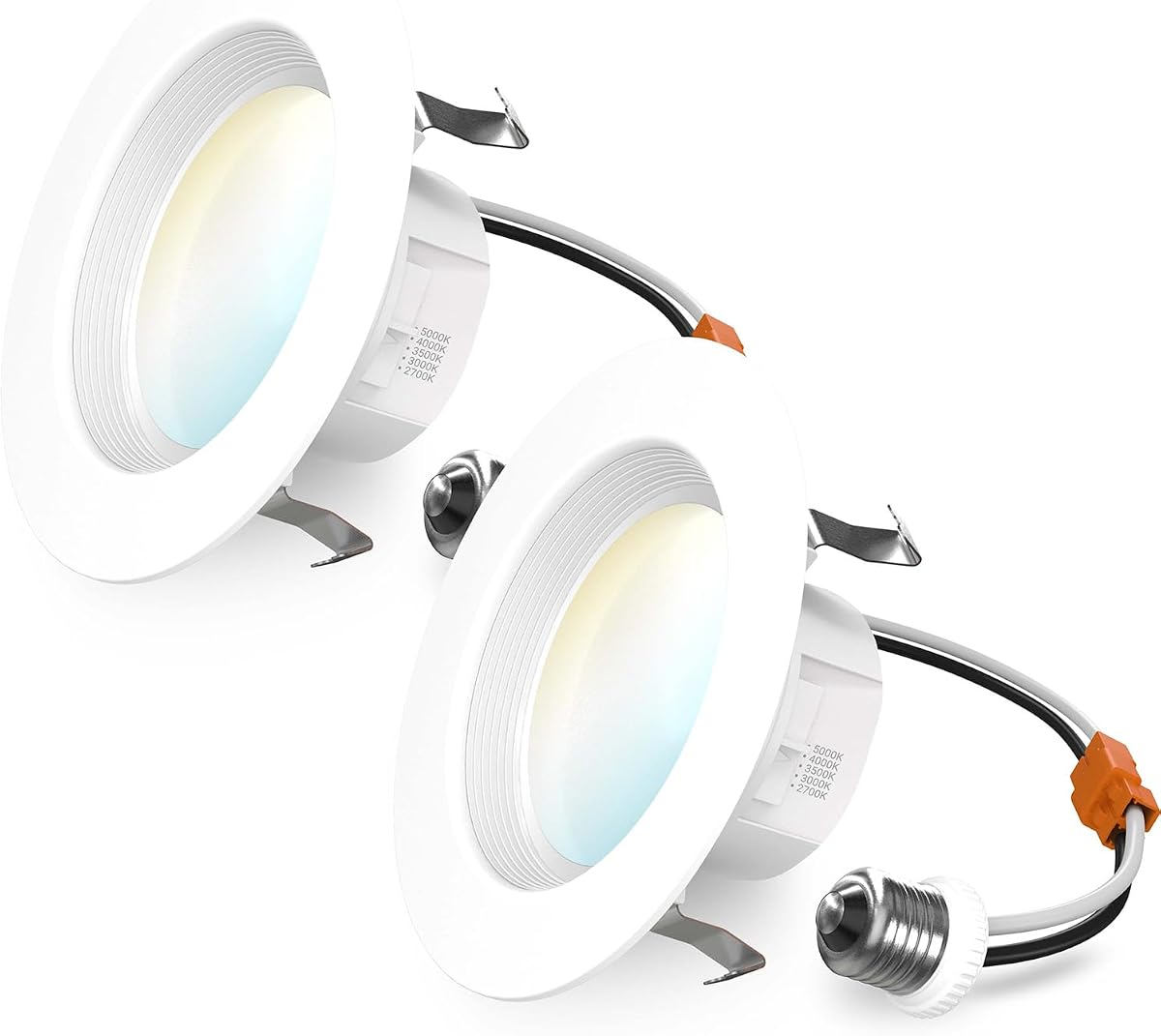 Sunco 2 Pack 4 Inch Retrofit LED Recessed Lights, 5CCT, 11W=60W, Dimmable | 660LM, Selectable CCT 2700K/3000K/3500K/4000K/5000K, Baffle Trim, LED Retrofit Can Downlight, Bedroom, Kitchen & Living Room