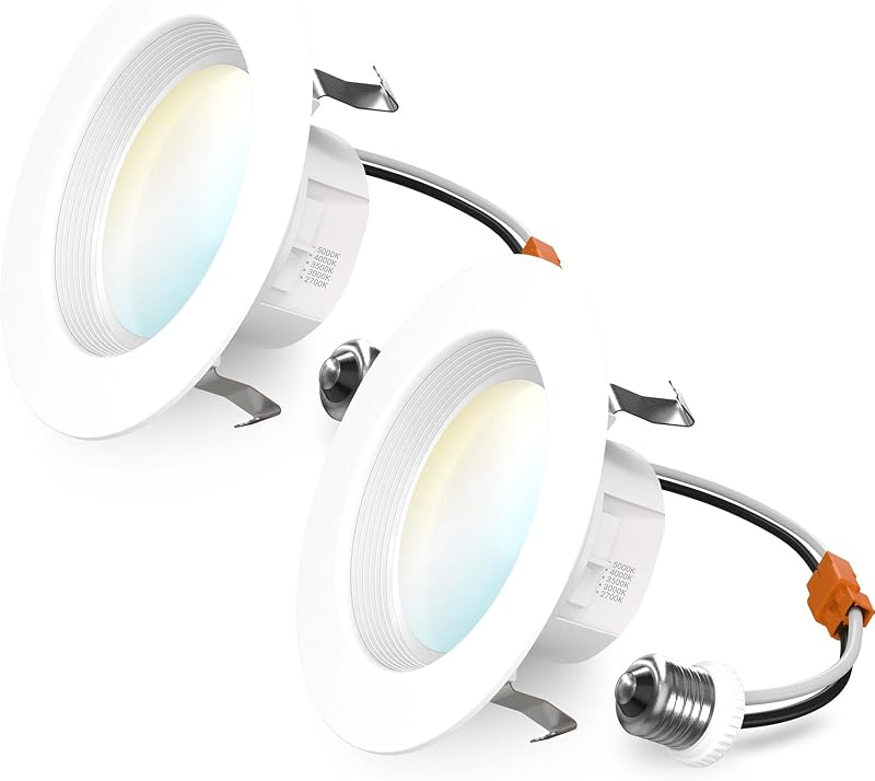 Sunco 2 Pack 4 Inch Retrofit LED Recessed Lights, 5CCT, 11W=60W, Dimmable | 660LM, Selectable CCT 2700K/3000K/3500K/4000K/5000K, Baffle Trim, LED Retrofit Can Downlight, Bedroom, Kitchen & Living Room