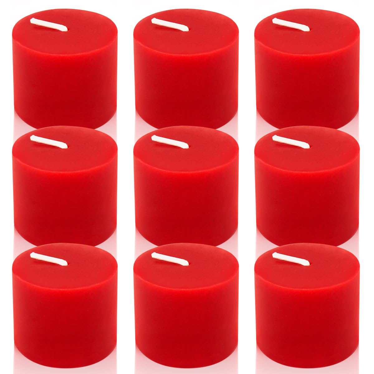 9 Packs Red Votive Candles, Small Unscented 1.5 Inch Wide By 1.25 Inch Tall Wax Burgundy Colored Candles for Christmas Wedding, Party, Table, Holiday &amp; Home Decoration - 8 Hours Burn Time