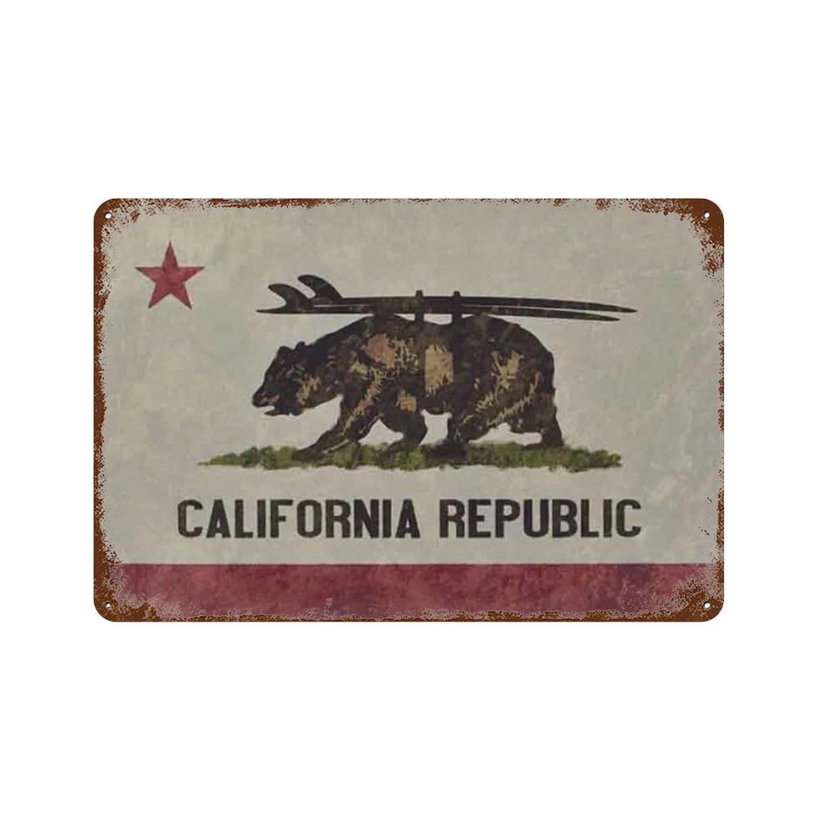 California Republic Funny Tin Sign Metal Plaque Art Hanging Iron Painting Retro Home Kitchen Garden Garage Wall Decor20 x 30 cm (8 x 12 Zoll)-137