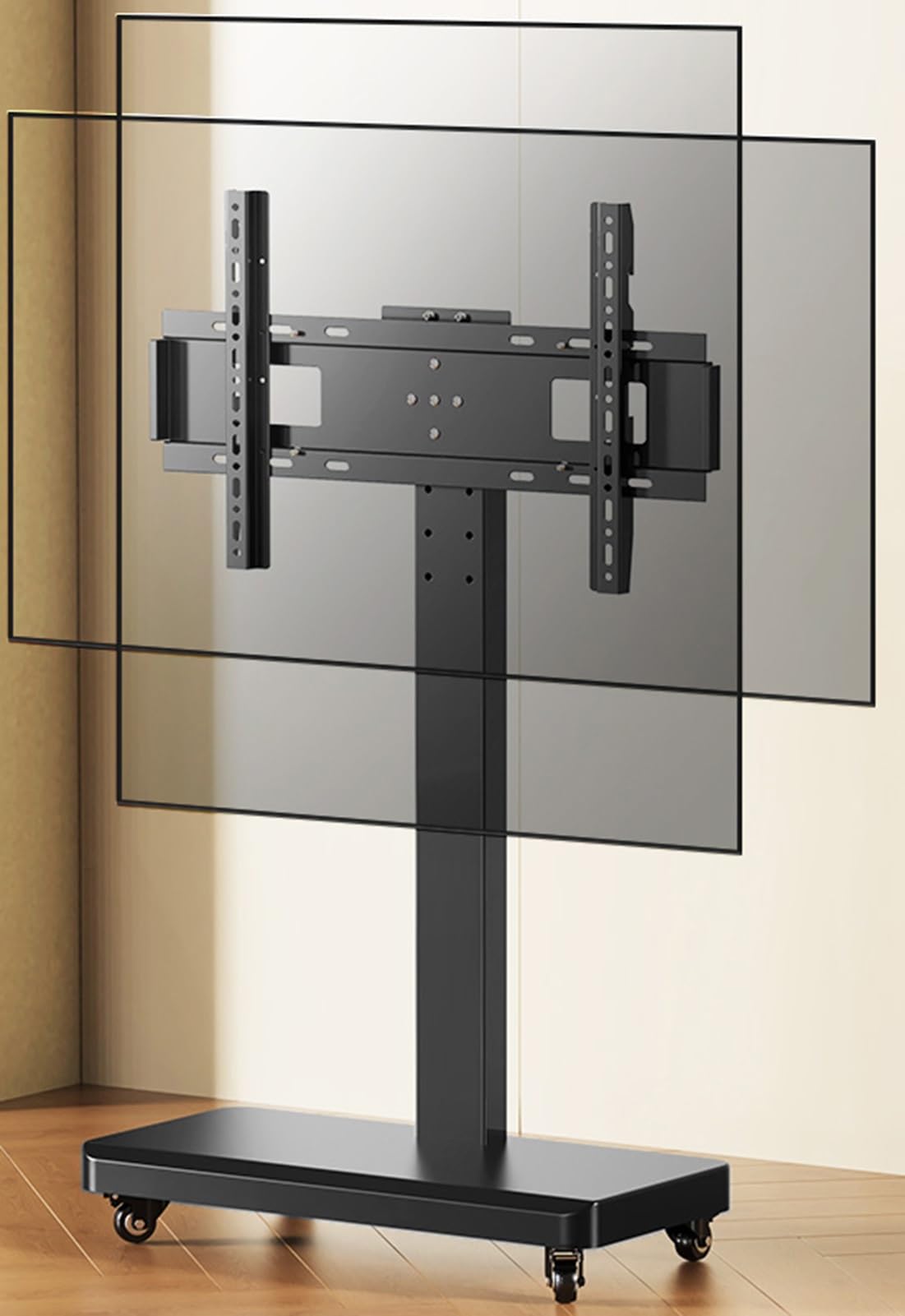 HPTHLY Mobile Tv Cart On Wheels - Portable Floor Tv Stand Holds,For 26-70 In Led Flat Screen,Up To 100Kg,Horizontal And Vertical Screen Fixed(Q2-109)