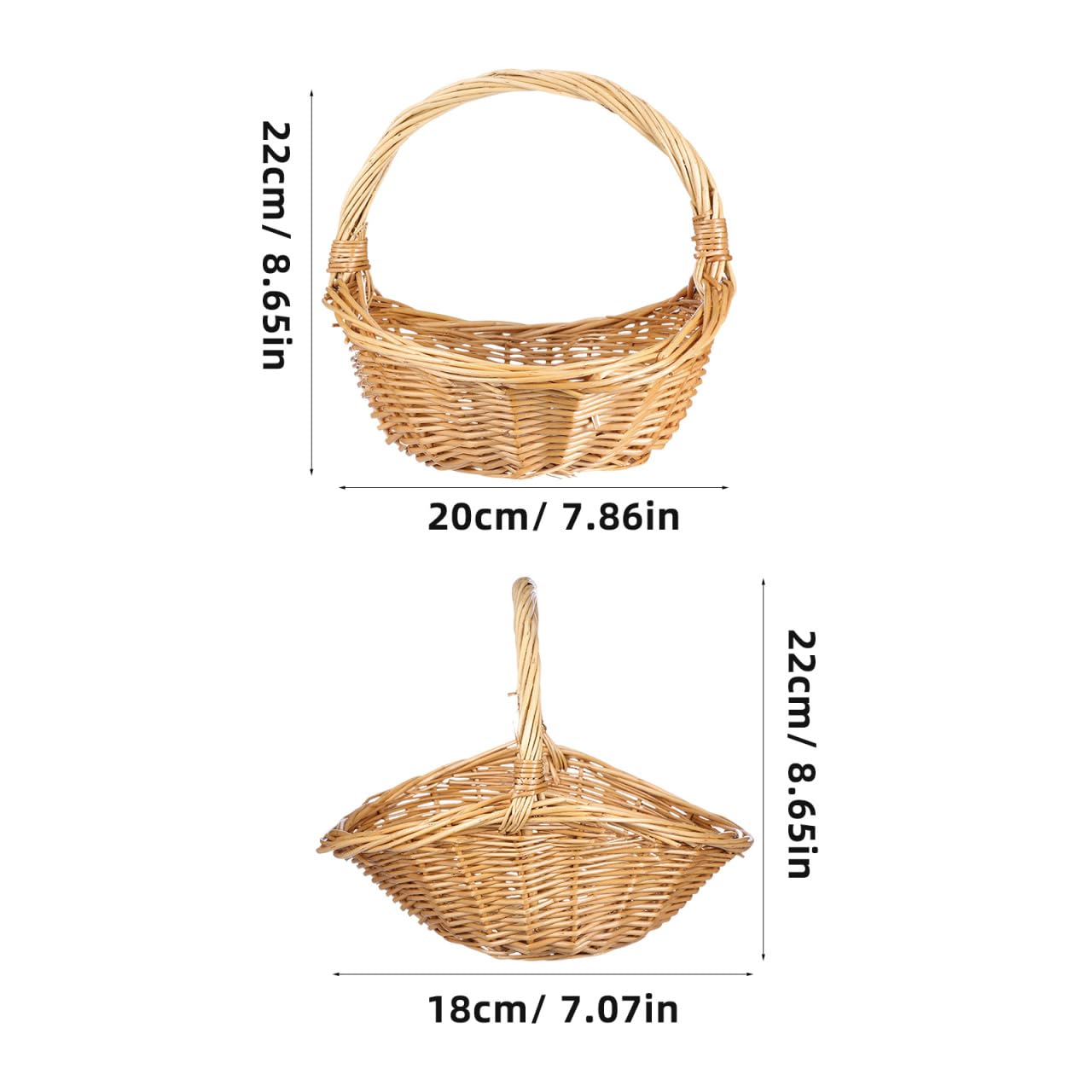 Toddmomy Cesto di fiori in rattan intrecciato a mano, cestino in paglia di salice, cestino per frutta, verdura, pane, picnic, matrimoni, fiori, ragazze, cestini con manico, per decorazioni rustiche