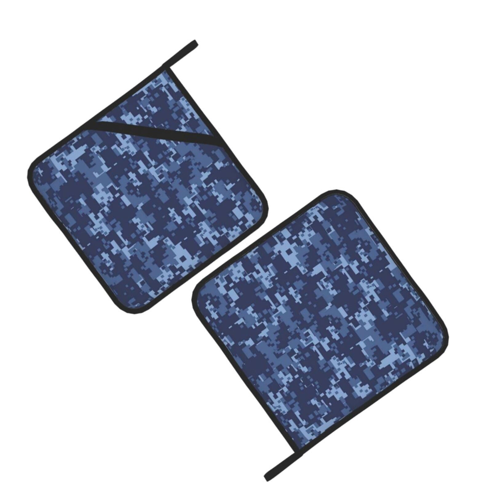 Blue Camouflage Pattern Printed Oven Pot Holders Set of 2 Pcs Heat Resistant Kitchen Microwave Potholders for Cooking Baking Grilling