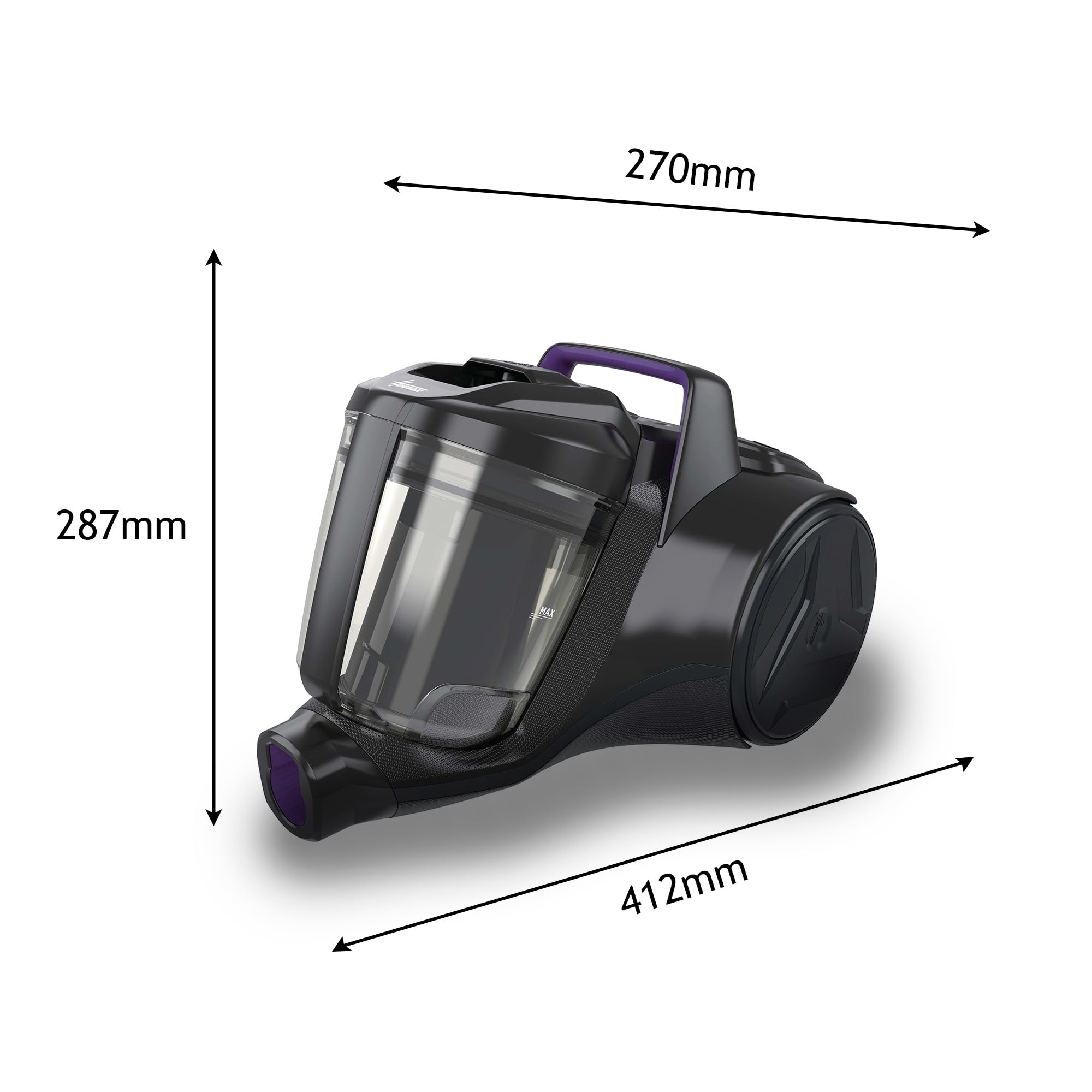 Hoover HP1 Aspirador Compacto Sin Bolsa,Ligero, Para Alfombras,Suelos Duros y Delicados,Contenedor de 2L,Con Cable,Filtro de Polvo EPA,Boquilla Para Parquet, Accesorios,Radio de Limpieza 7,5m [HPZ107]