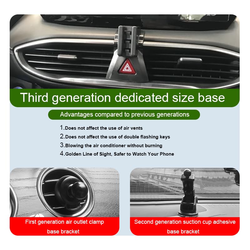 Car Phone Holder for Hyundai Santa Fe Auto Accessories [Only for 2019-2023 Santa Fe] [Auto Lock Hands Free Cell Phone Mount Car fits for iPhone & All Smartphones]