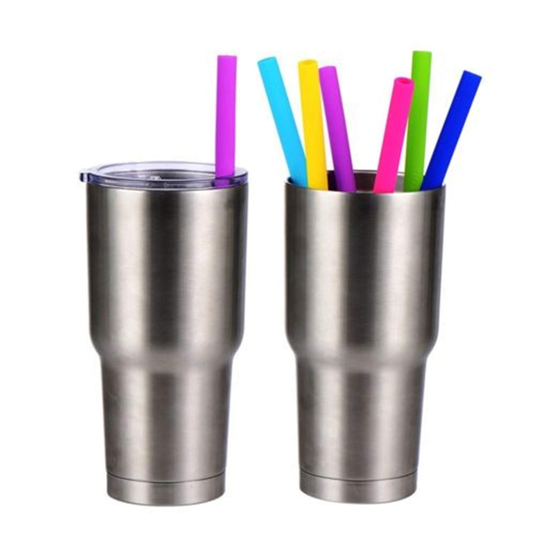 tifanso Wiederverwendbare Silikon-Trinkhalme mit Reinigungsbürsten, 25,4 cm, flexibel, extra breit, groß, ideal für 850 ml und 567 ml Trinkgläser Yeti/Rtic und Milchshakes, 14 Stück