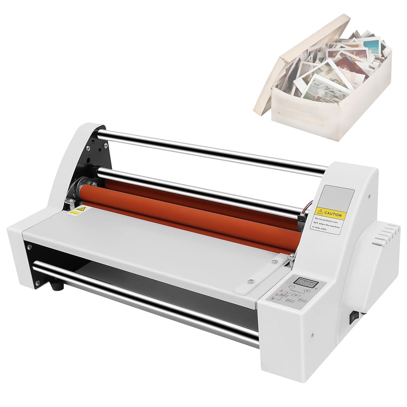 Laminator rolkowy na gorąco i na zimno, jednostronna i dwustronna maszyna do laminowania folii z pokrętłami do regulacji naprężenia, 350 mm maszyna do laminowania termicznego z panelem sterowania