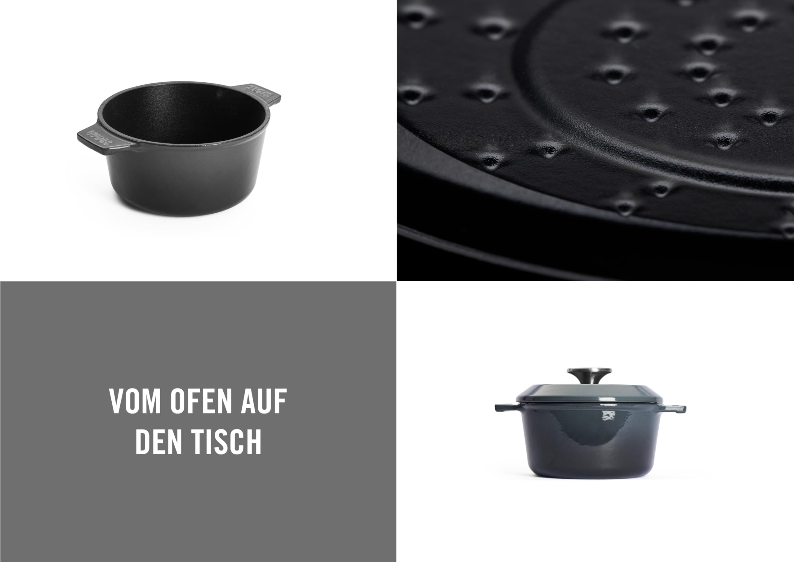 Pentola In Ghisa Smaltata Woll Iron 18cm Con Coperchio E Manici Silicone - Adatta A Induzione E Forno