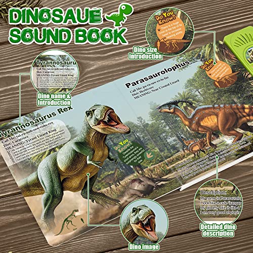 Oenux Dinosaur Toys With Interactive Sound Book For Kids 3-5, Dinosaur Book With Sound &12 Toy Dinosaurs Figures, Toddler Dinosaur Learning Toys For Boy, Dinosaur Gift For Boys Girl Age 4-7 #TOP3