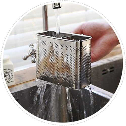 Miniatura 2 de HOME&I Silverware Drying Basket, Hanging Rectangular Utensil Holder with 2 Compartments, Stainless Steel 304 Cutlery Caddy for Dish Rack, Kitchen
