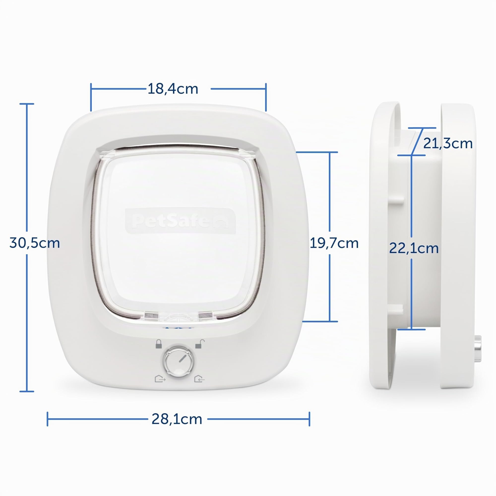 PetSafe Gatera con Microchip - Puerta para Mascotas Interior y Exterior - Bloqueo de 4 Modos y Cierre Suave - para Gatos y Perros Pequeños de hasta 11kg