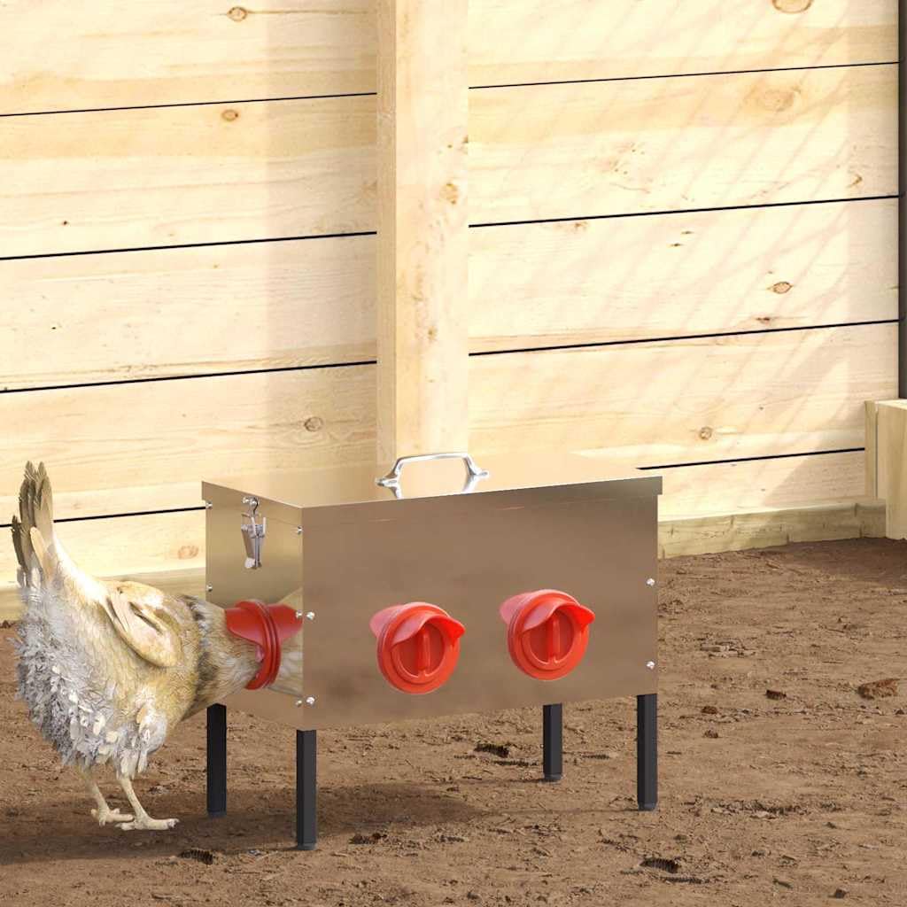 Genérico Comedero para Pollos 2 pcs Plateado 41,5 x 20,5 x 33 cm,Producto para Mascotas y Animales,Productos para Mascotas,Cuencos, comederos, y bebederos para mascotas-879989
