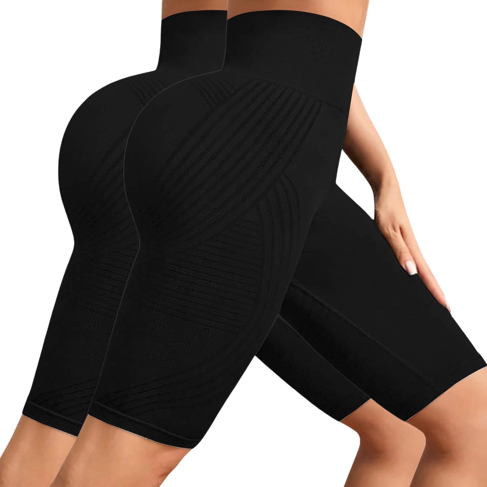 2 Pack Leggins Anticeluliticos Mujer Leggings 3D Anticelulitico,Leggins Cortos Mujer,Shorts Leggings Anti Cellulite,Mallas De Compresion Leggin Anticelulitis Push Up para Yoga y Gym Deportes Mallas