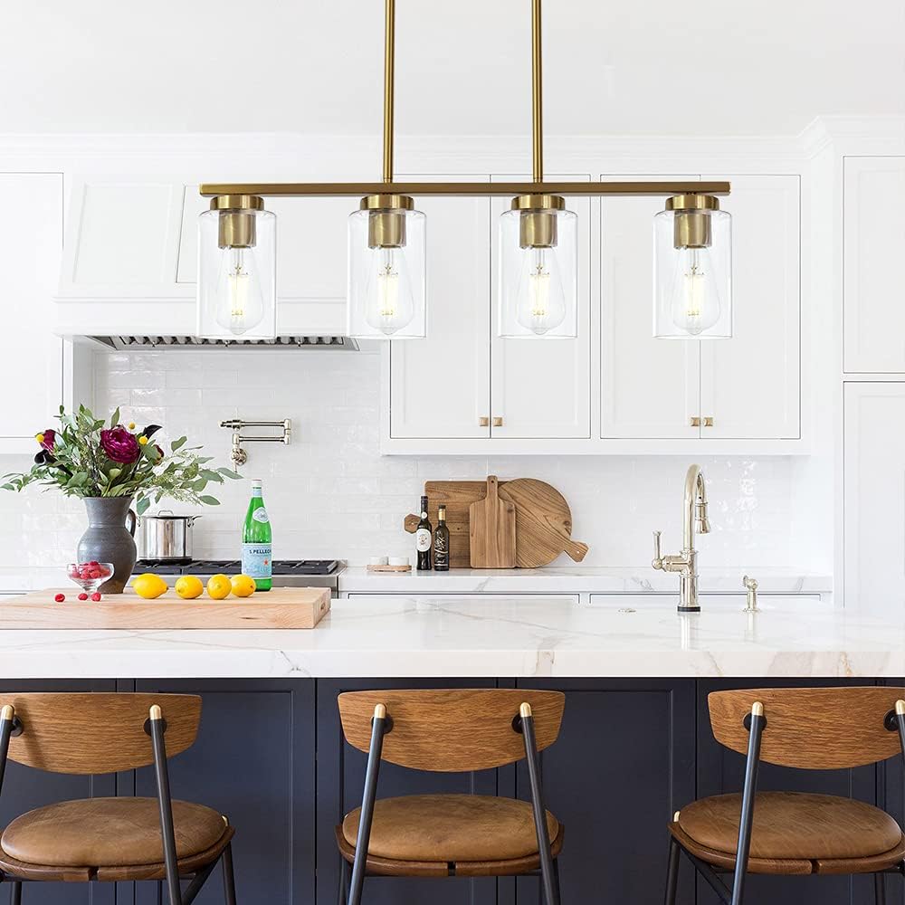 Flаѕh Dеаlѕ - 80% оƒƒ TODOLUZ 4 Light Brushed Brass Modern Dining Room Chandelier Fixture Hanging Lighting with Cylinder Glass for Kitchen Bedroom 70% оƒƒ Evеrуthіng TODOLUZ 4 Light Brushed Brass Modern Dining Room Chandelier Fixture Hanging Lighting with Cylinder Glass for Kitchen Bedroom