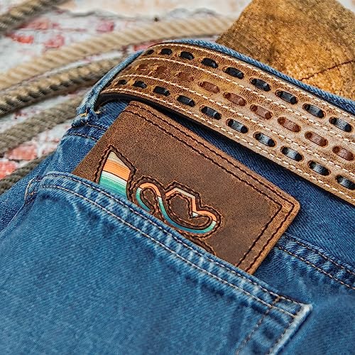 HOOEY Leather Men’s Western Rodeo Wallet (Hawk - Brown/Sunset Serape)4