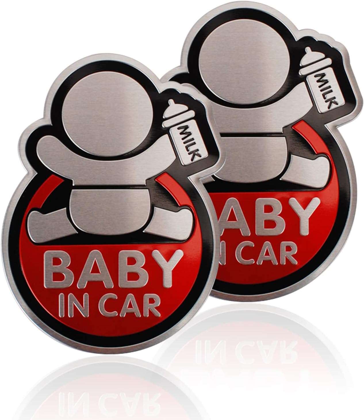 HAOBO 2PCS Baby in Car Stickers for Boys, Kids in Car Sticker Decal, Caution Decals Kids Safety Warning Sticker Marks for Driver, Car Accessories Cute Safety Sign for Car Rear Side Windows Bumpers