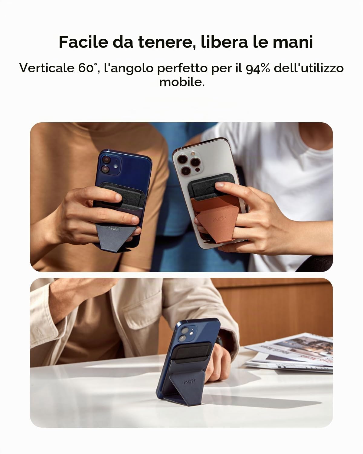MOFT Portafogli Portacarte per Cellulare, Porta carte Adesivi Supporto per Telefono, Invisibile Adesiva Supporto Cellulare in Pelle Vegana per iPhone Android Smartphone (Jet Black)