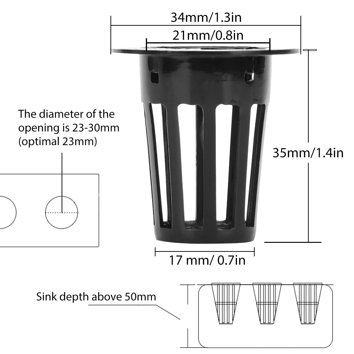 100Pz Vasi per Idroponica,Cestino per piante idroponiche, Net Pot idroponica, Serra Hydroponics Pot,Garden Grow Pianta Vegetale Seed Germinate Nursery Pots(Nero)