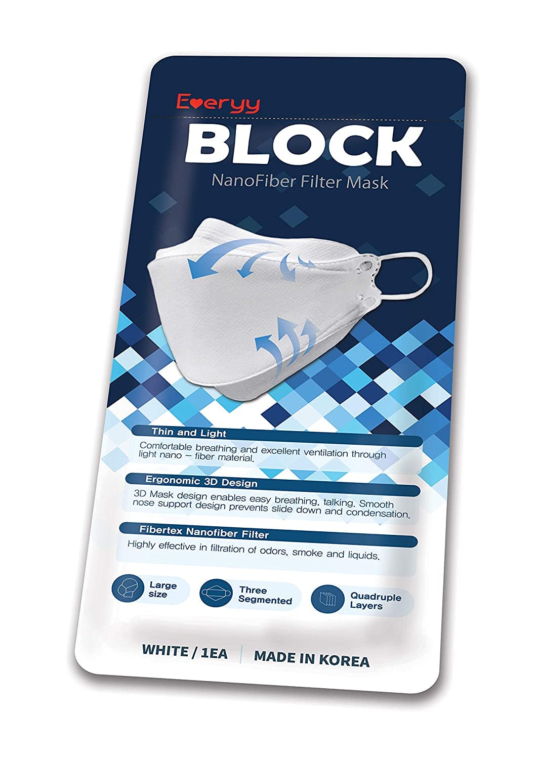 Everyy 10-Piece Block Nano Fiber Filter Face Mask Set White