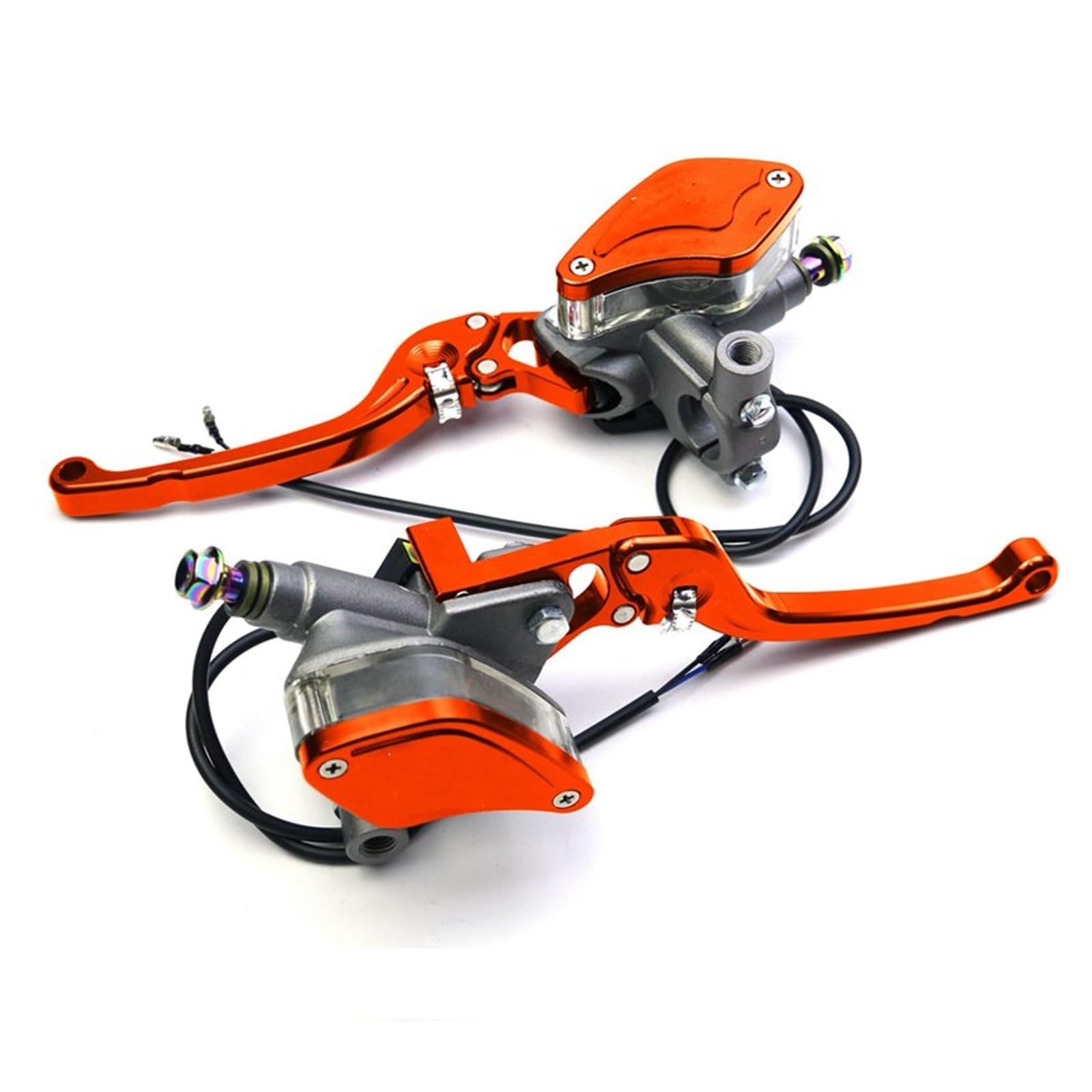 TINGYUS Motorbike Brake Lever Motorcycle 22mm Handlebar Hydraulic Clutch Lever Brake Pump Master Cylinder(Orange)