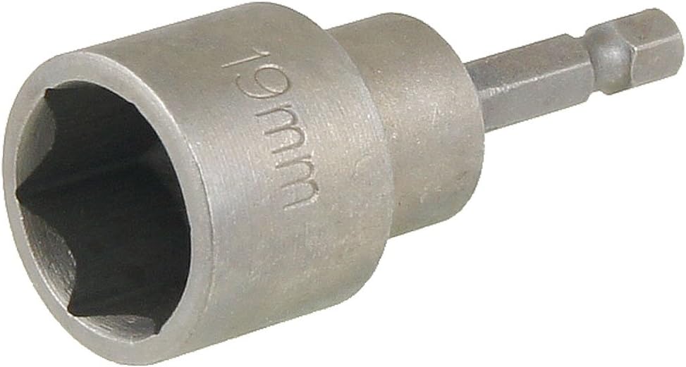 Sourcingmap 65mm Long 19mm Magnetic Hexagon Shank Metal Hex Nut Driver Bit Tool Gray, 19 mm