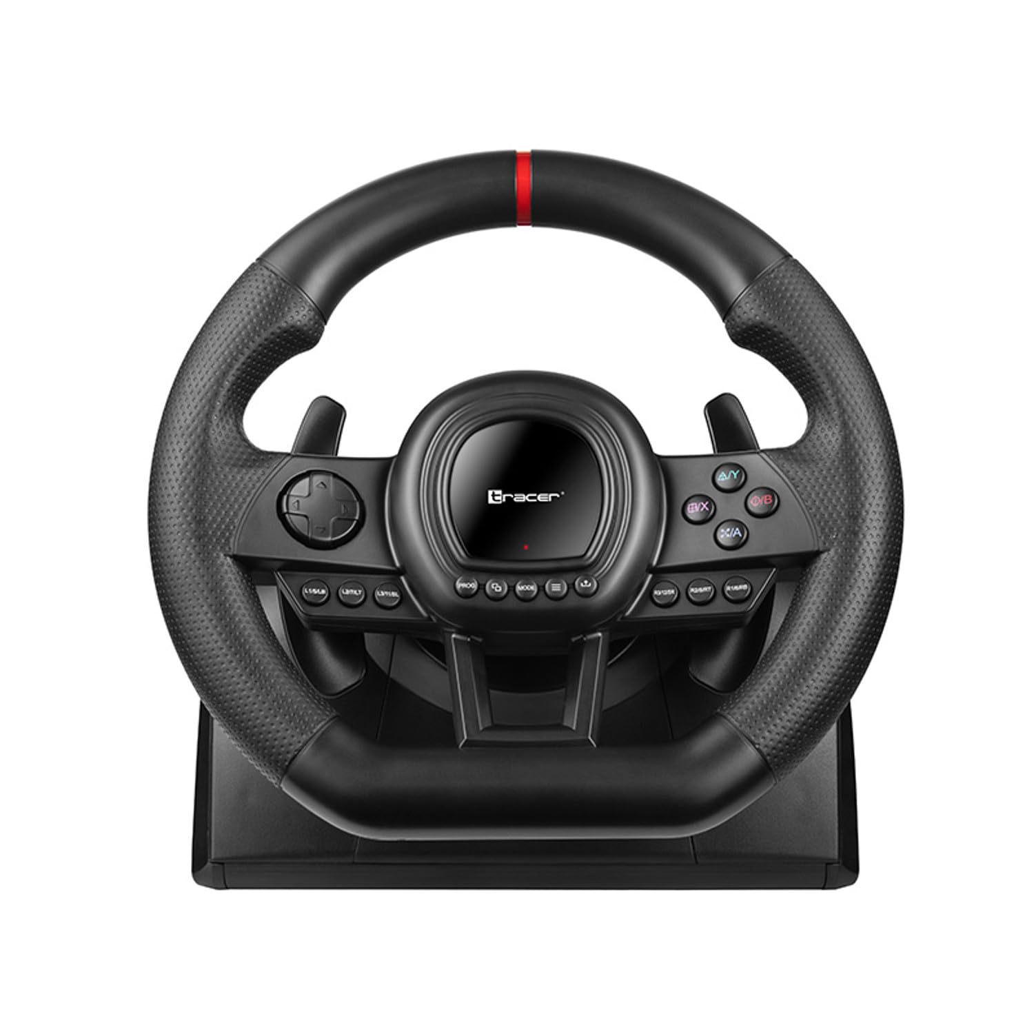 Tracer SimRacer Manual Gearbox Volante 6 in 1, Volante da corsa da gaming con pedali e leva del cambio, compatibile con PC/PS4/PS3/XONE/X360/SWITCH, Angolo di sterzata di 270 gradi, 8 Pulsanti