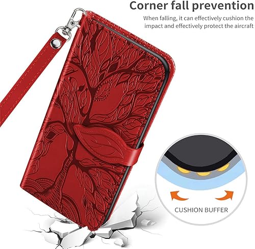 Miniatura 7 de Funda tipo cartera para Samsung Galaxy A53 5G, piel sintética de alta calidad con diseño de árbol en relieve, función atril, ranuras para tarjetas,