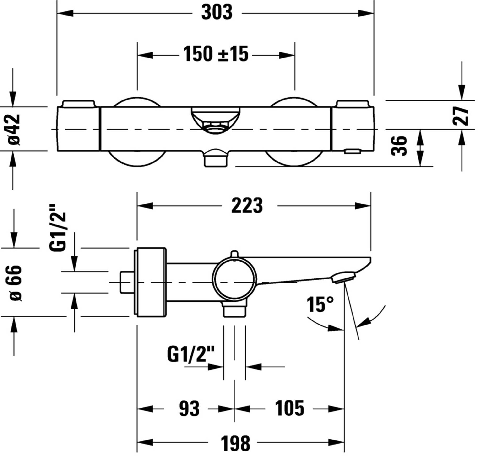 Duravit WA5220000070 Wave armatura wannowa, stal szlachetna szczotkowana