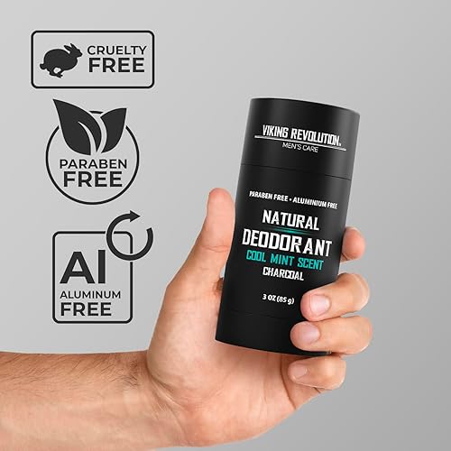 Miniatura 3 de Viking Revolution Cool Mint Desodorante para hombres, desodorante natural para hombres, desodorante de carbón para hombres con manteca de karité,