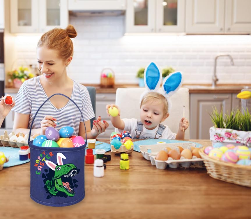 Image of Dinosaur Basket Kids Storage Basket Baby Gift Basket Rectangular Cute Toy Storage Bin Box Organizer Book Shelf Basket Dinosaur Room Decor(Easter Dinosaur)