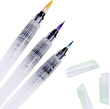 KABEER ART Nylon 3 Sizes Water Brush Pen For Watercolor Calligraphy Drawing Tool Marker|White