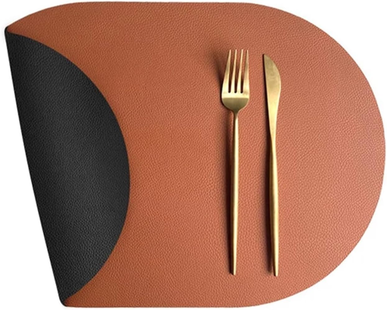 Oval Table Mat Double Sided Placemat Faux Leather Placemat Suitable for Kitchen Dining Coffee Table Chritmas Home Decor(DS Brown Black,6pcs 30x44cm)