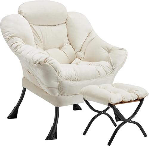 Lazy Chair, sofá de ocio viene con un marco de acero, silla moderna de terciopelo con reposabrazos y un bolsillo lateral, silla de lectura tapizada