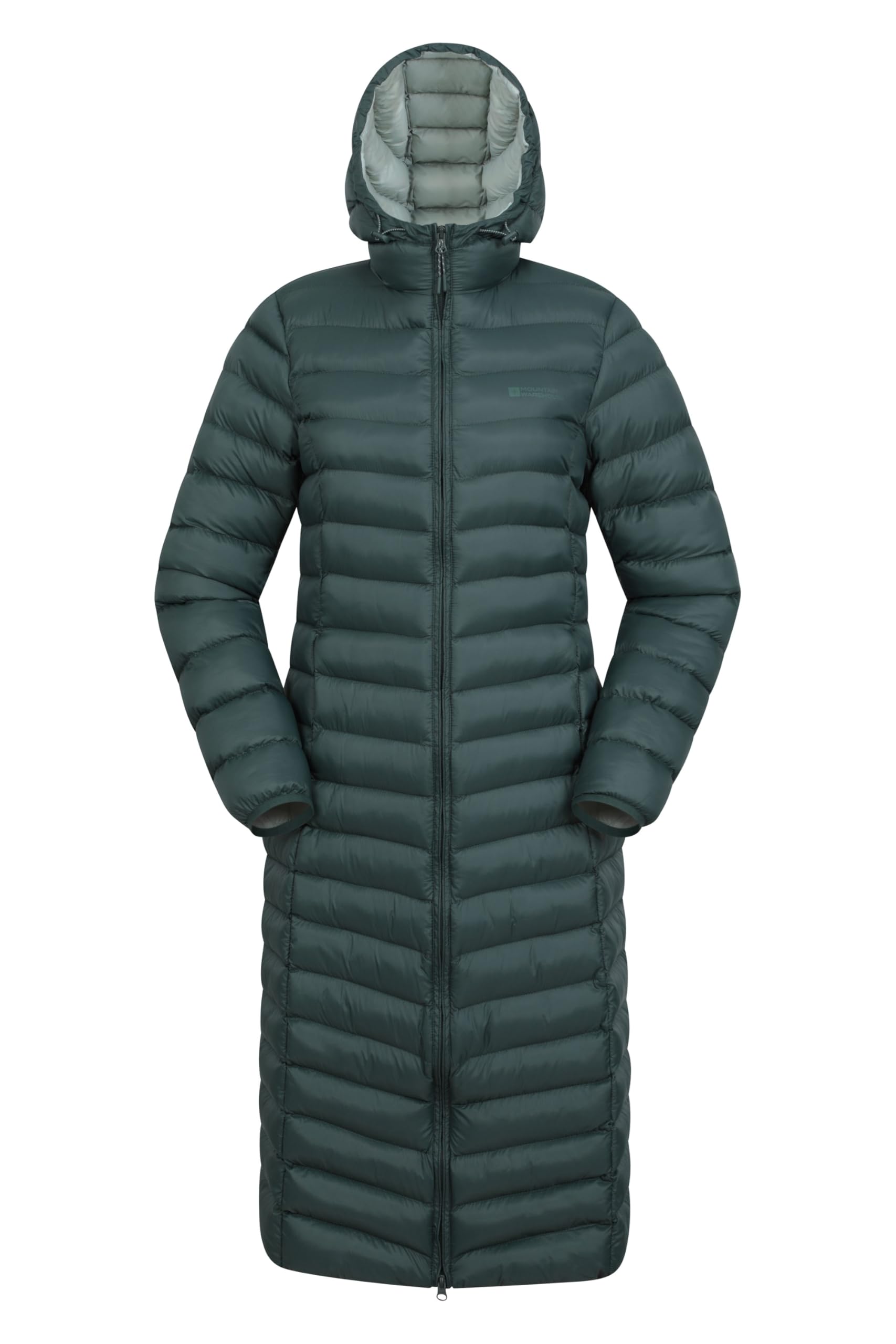 Mountain Warehouse Florence Womens Winter Long Padded Jacket - Water Resistant Rain Coat, Lightweight Ladies Jacket, Warm, 30C Heat Rating - for Outdoors, Walking Dark Khaki Women's Size 8