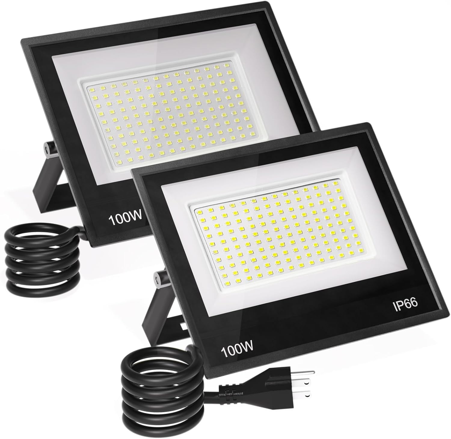 XXBSAZ 2 Pack 100W Flood Lights Outdoor Convertible IP66 Water-Proof Outdoor Light for Backyard,Garage,BBQ Area,Parking Lot,Pool