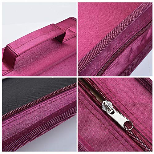 Vicoter CD/DVD Case, 128 Capacity Large CD DVD Case Wallet Holder Storage Organizer Bag for Home Car Travel (Rose) - Thumbnail 3
