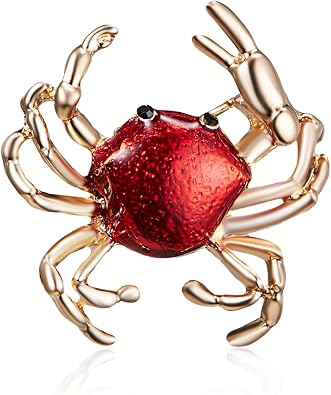 Rhinestone Crab Brooch Pin for Women Girls Dainty Gold Plated Crystal Marine Animal Brooches Lapel Pins Shiny Exaggerated Cute Holiday Vacation Christmas Jewelry Gift