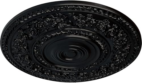 Vista 60 de Ekena Millwork CM33RO Medallón de techo de rosa, 33 7/8 pulgadas de diámetro exterior x 2 3/8 pulgadas P