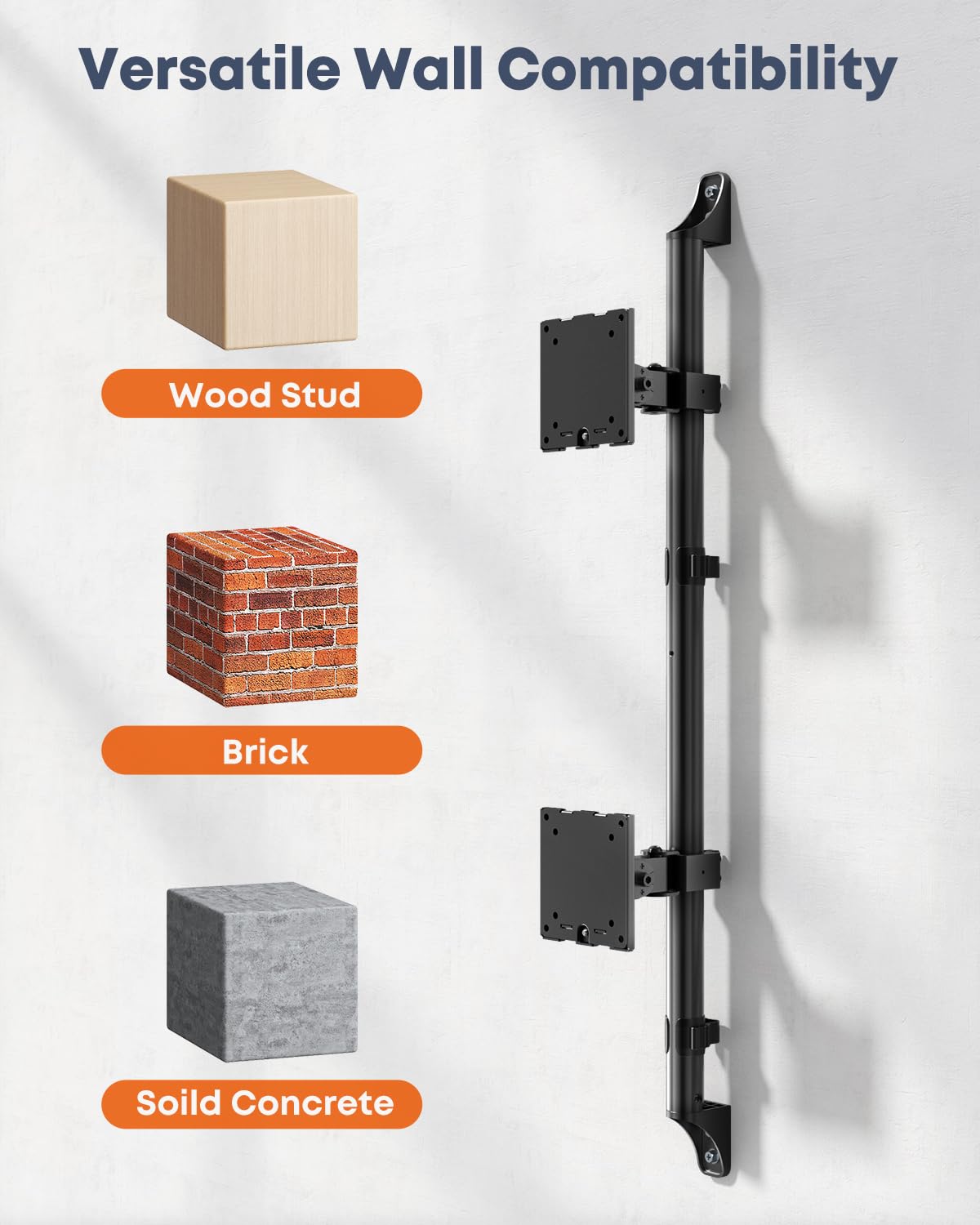 Supporto Da Parete Per 2 Monitor, Adatto A Schermi Piatti E Curvi Da 17 A 49 Pollici, 20 Kg Per Braccio, Supporto Da Parete Regolabile In Altezza, Vesa 75/100 Mm, Nero