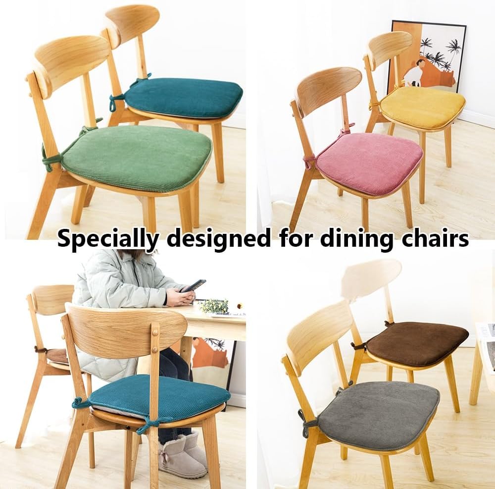 Chair Cushions for Dining Chairs 1/2/4/6 Pack, Thick Chair Pads with Ties Non Slip, Soft and Comfortable Seat Cushion for Kitchen Dining Office Chair U Shaped, Washable and Detachable(#2,2pcs)