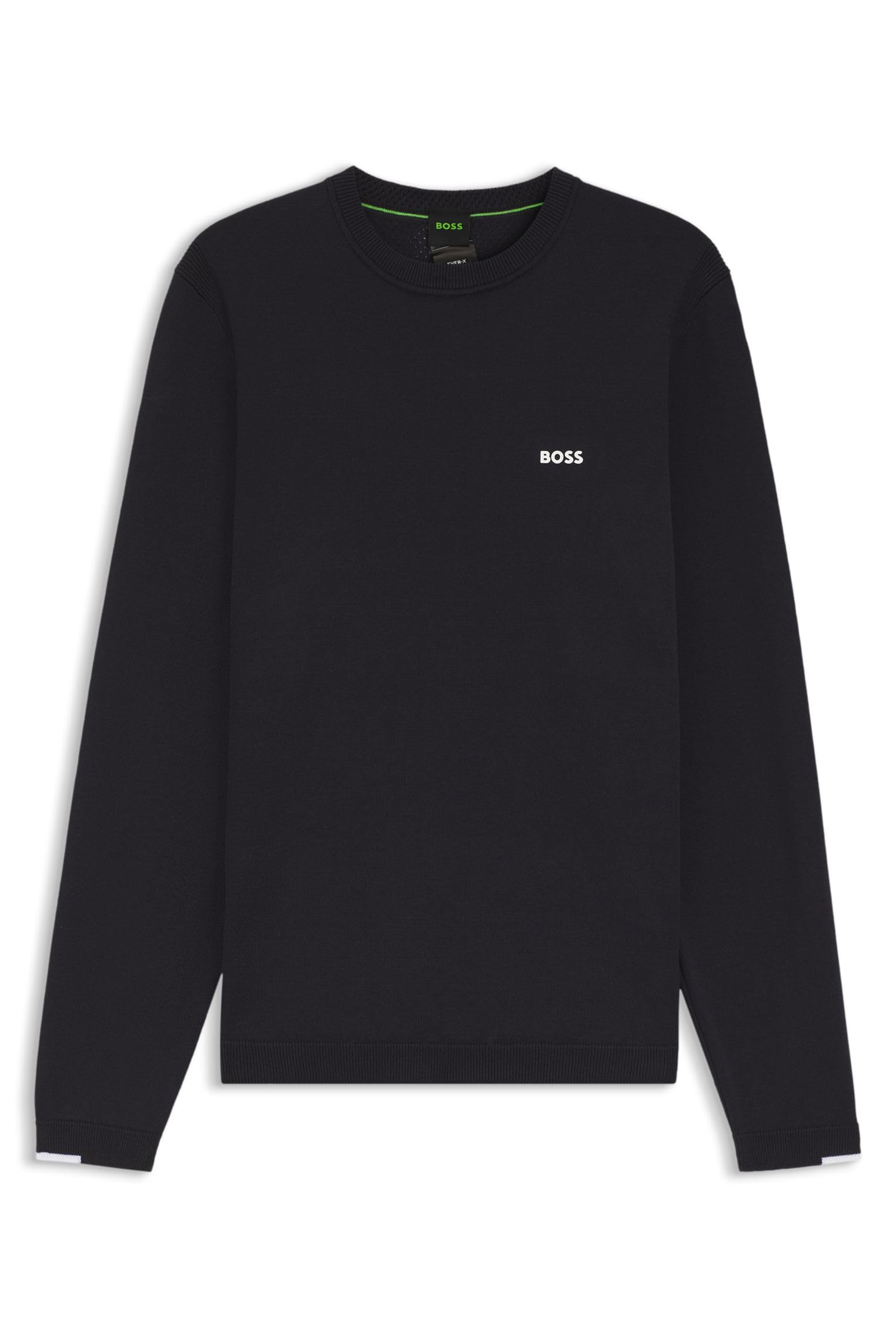 HUGO BOSS Mens Ever-X Soft Cotton Perforated Sweater - Dark Blue - M